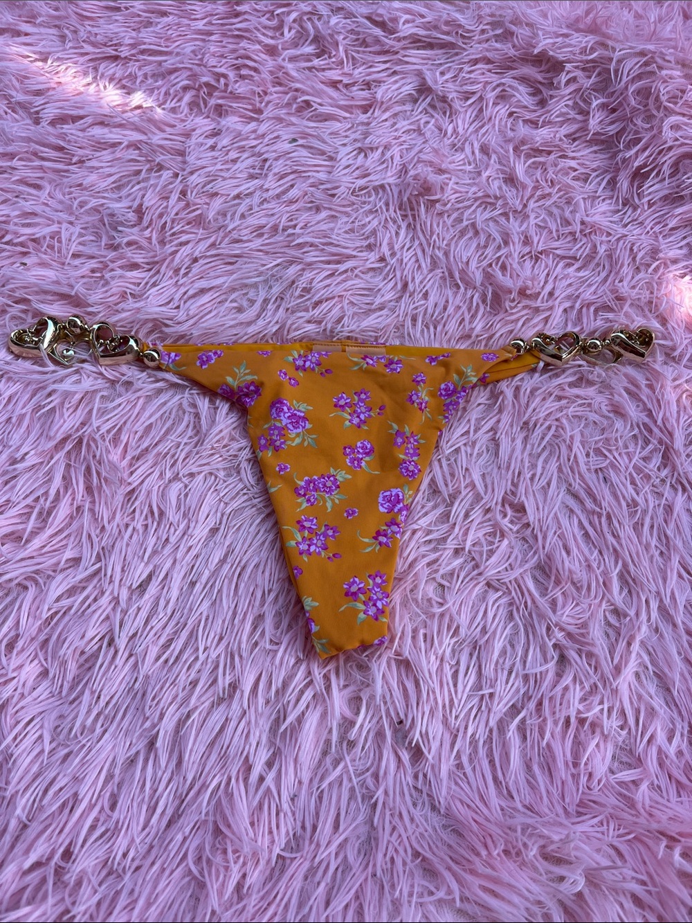 Beach Bunny Orange 🍊 Yellow Floral Chain-Side Bikini Bottom